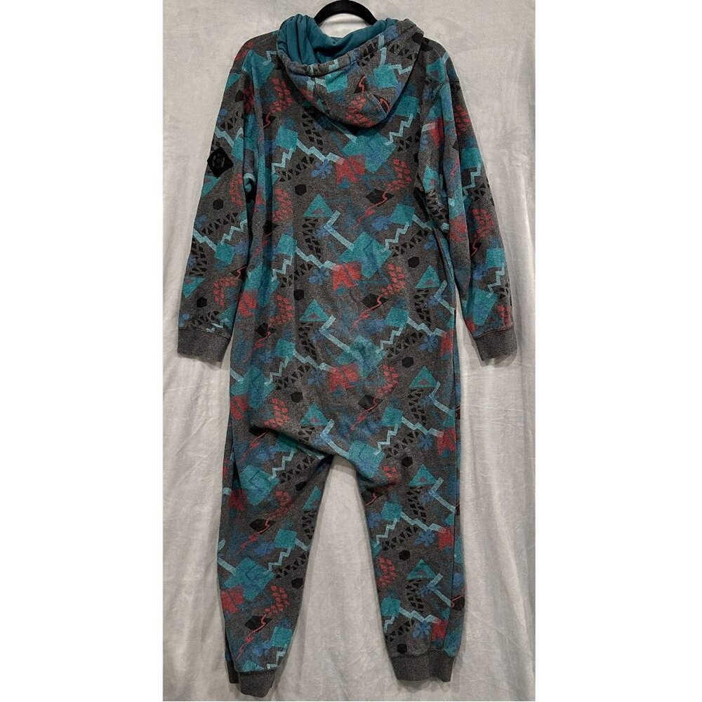 Kavu One Der Suit Small Geometric One Piece Pajama Jumpsuit Hoodie Sleepwear - Picture 2 of 11